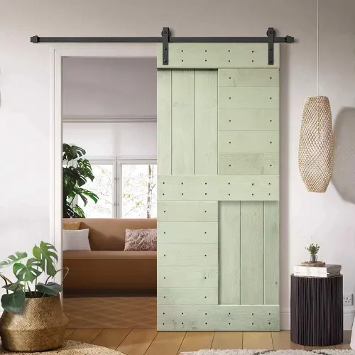 Vista 25 de TMS Serie N - Puerta corrediza interior de madera de pino anudada con kit de herrajes deslizantes (32 x 84 pulgadas, blanco)