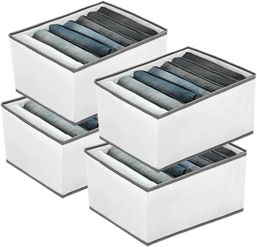 Vista 10 de EASEVE Organizador de armario y almacenamiento para ropa, organizador de cajones plegables de 7 rejillas para jeans, pantalones, camisas, leggings