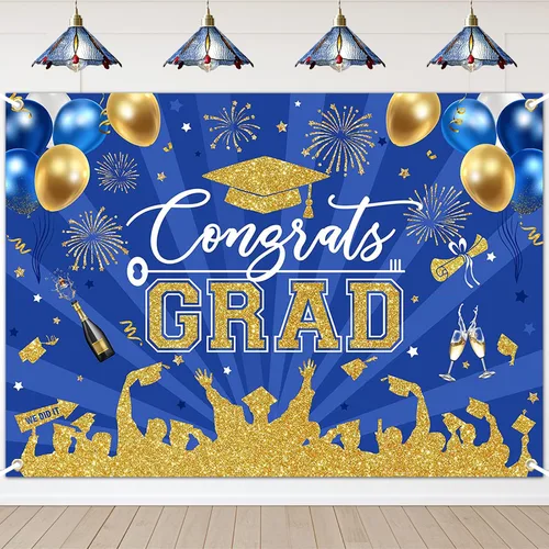 Vista 8 de Avezano Fondo de graduación Congrats Grad, decoraciones de fiesta de graduación de clase de 2026, fondo de sesión de fotos, felicitaciones