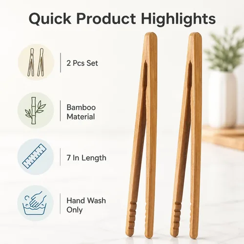 Vista 14 de I-MART Juego de 2 pinzas de bambú para tostadoras de 7 pulgadas, pinzas de madera para tostadas para uso en cocina pequeña, bagels, magdalenas