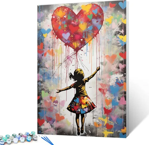 Vista 22 de Tucocoo Pintura de globos coloridos por números para adultos, kits de pintura al óleo digital sobre lienzo con pinceles y pigmento acrílico, arte