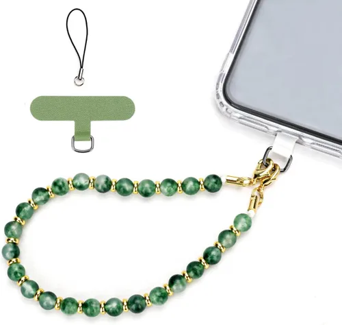 Vista 7 de VICHUNHO Correa de muñeca con cuentas de mármol para teléfono, cordón para celular con pestaña de sujeción, pulsera de muñeca manos libres