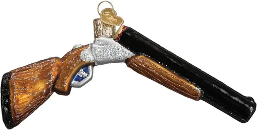 Vista 6 de Old World Christmas Western Revolver - Adorno de cristal soplado para árbol de Navidad, decoración navideña hecha a mano, colección occidental