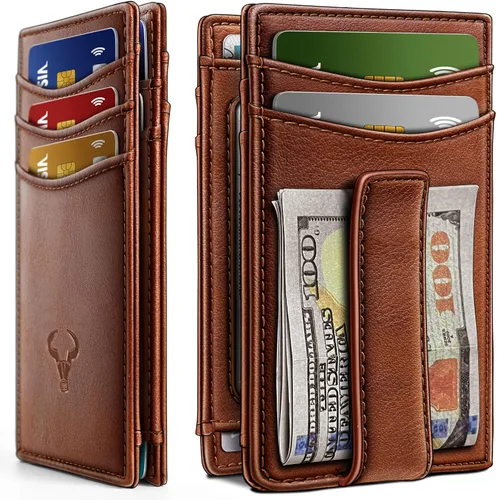 Vista 23 de BULLIANT Billetera Airtag para hombre, delgada con clip para dinero, cierre magnético, 12 tarjetas en el bolsillo frontal, bloqueo RFID