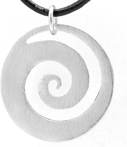 Vista 3 de Collar de cuero con colgante de paz y tranquilidad de Koru maorí maorí de peltre, Peltre, No es una piedra preciosa