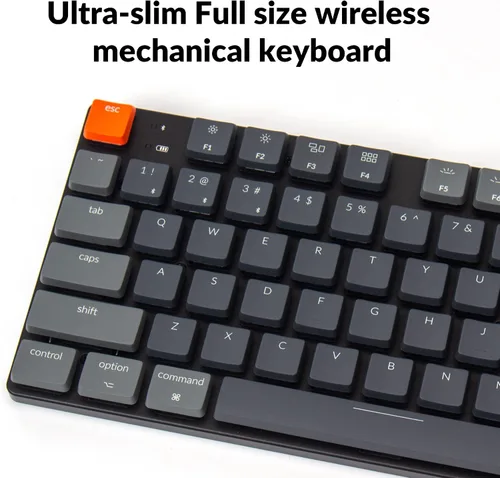 Vista 8 de Keychron K5 SE - Teclado mecánico inalámbrico ultra delgado de tamaño completo con 104 teclas intercambiables en caliente con Bluetoothcable USB