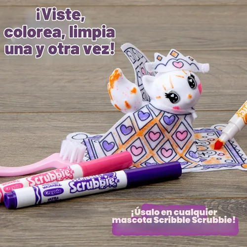 Vista 4 de Crayola Scribble Scrubbie Pets Princess Playset, juguetes para niños, regalo para niñas y niños