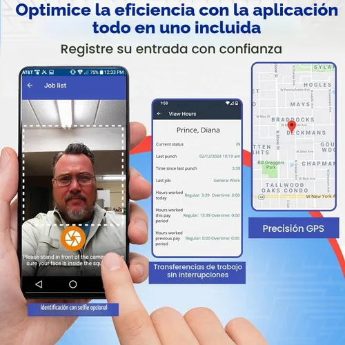 Vista 5 de Badge + Face + Palm Scan Time Reloj con informes en línea (modelo #CB4100)