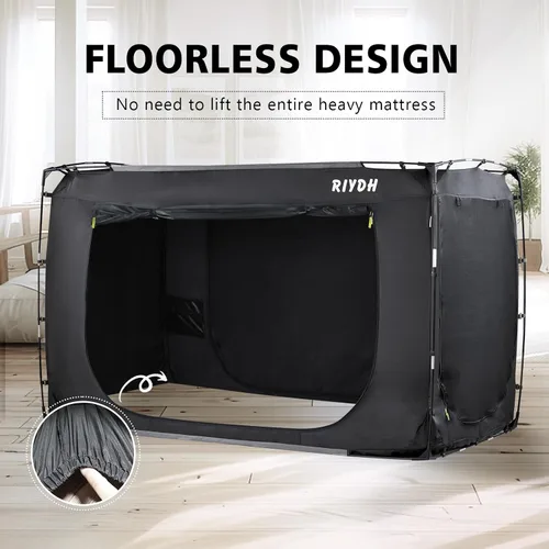 Vista 9 de RIYDH Tienda de campaña para cama tamaño individual XL para adultos y niños, diseño original, tienda de campaña portátil de ensueño para interiores
