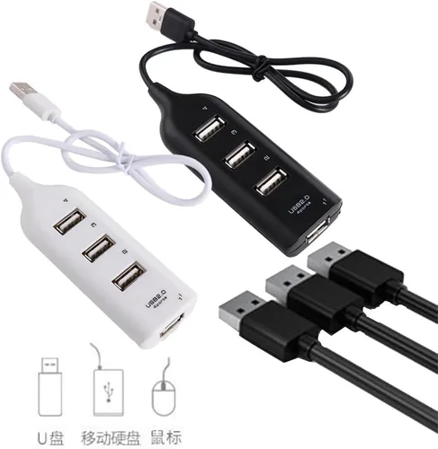Vista 7 de Vctitil 2 unids 4 puertos USB 2.0 Hub Mini adaptador de corriente de 4 puertos USB Splitter Accesorios de computadora Receptor de portátil de 4
