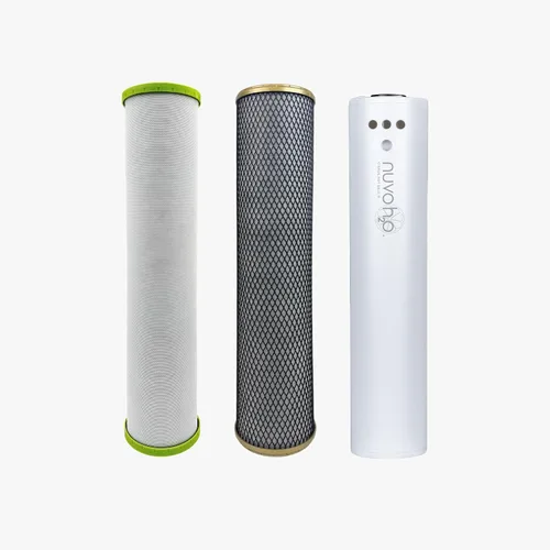 Vista 2 de NuvoH2O Cartucho de repuesto para sistema de trío para todo el hogar, avanzado sistema de filtro de agua de 3 etapas con filtro de cítricos sin sal