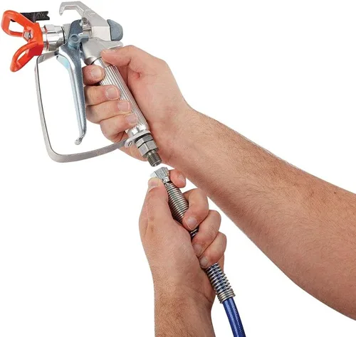 Vista 4 de FUNTECK Manguera de pintura sin aire mejorada de 50 pies para pulverizadores Graco, trenzado de alambre de latón reforzado, 4300 PSI