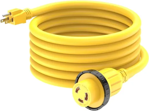 Vista 7 de Cable adaptador marino y RV de 1 pie de 30 amperios a 15 amperios Nema 5