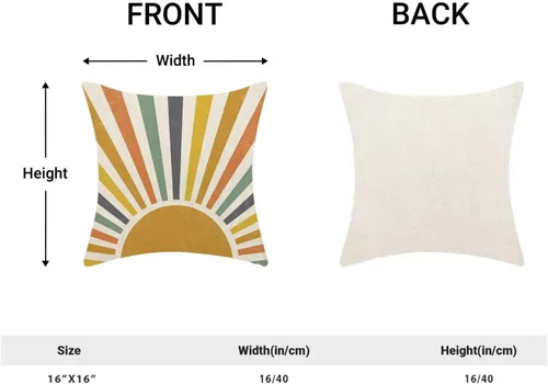 Vista 2 de AEIOAE Summer Sunshine - Juego de 2 fundas de almohada de 16 x 16 pulgadas, diseño de rayas amarillas, diseño bohemio, arco iris, sol