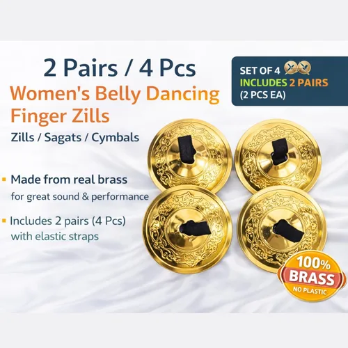 Vista 2 de Wevez® 2 pares de zills de dedo danza del vientre para mujer, talla única, dorado
