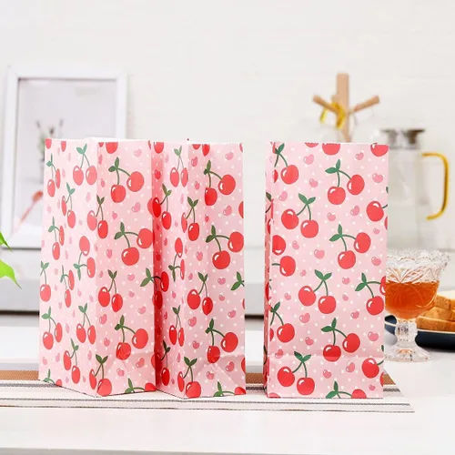Vista 6 de ysmile Bolsa de regalo de fiesta, bolsa de papel para regalo, bolsa de regalo de cereza para niña, cumpleaños, celebración de niños, 24