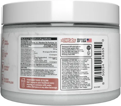 Vista 6 de EHP LABS OxyGlow - Polvo de colágeno marino natural, péptidos de colágeno marinos hidrolizados, aumenta la elasticidad y firmeza de la piel, acelera