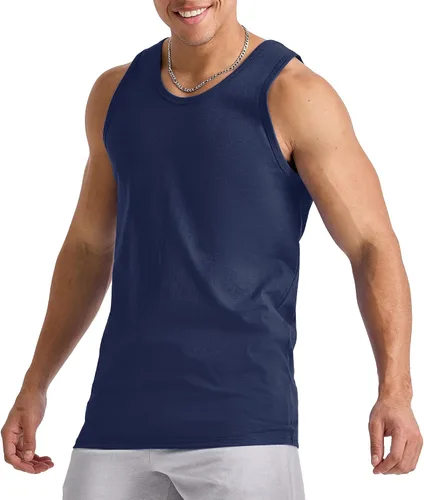 Vista 2 de Hanes Paquete superior Essentials para hombre, camisetas sin mangas de algodón de peso medio, paquete de 3