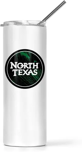 Vista 16 de University of North Texas - Vaso delgado para agua, acero inoxidable, vaso con popote y tapa, doble pared, de acero inoxidable