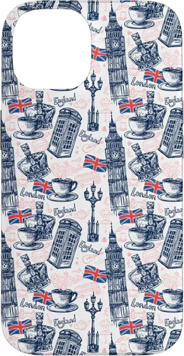 Vista 4 de Funda para iPhone 16 London con Big Ben, Booth, Union Jack, funda de té inglés