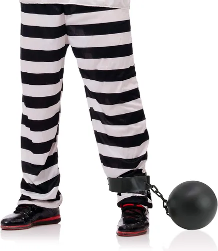 Vista 5 de Skeleteen Bola y cadena de prisionero - Accesorios de disfraz de prisionero - 1 pieza
