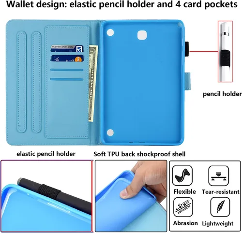 Vista 6 de Funda UUcovers para Galaxy Tab A 8.0 con cierre magnético, ajustado, función atril y tarjetero, con función de encendido y apagado automático, 8