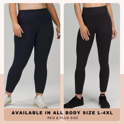 Vista 3 de HLTPRO Paquete de 3 leggings de talla grande para mujer (XL - 4X), pantalones elásticos y suaves de cintura alta para entrenamiento, correr, yoga