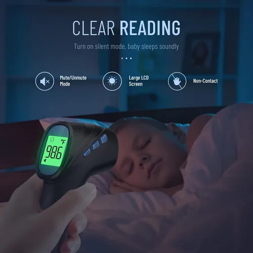 Vista 5 de Termómetro de frente para adultos y niños, termómetro infrarrojo digital con alarma de fiebre, resultados rápidos y precisos, fácil de usar