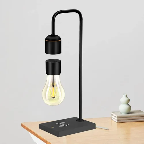 Vista 5 de Lámpara Levitante Moderna Única con Luz Flotante y Cargador Inalámbrico Qi Integrado, Diseño Innovador y Sencillo, Luz Nocturna Decorativa Cálida