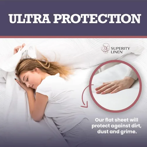 Vista 4 de Superity Linen Sábana encimera tamaño individual para cama, 100% algodón, duradera y cómoda con 200 hilos, suave, transpirable y acogedora (66 x 96)