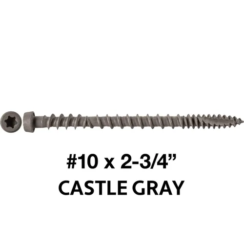 Vista 2 de Tornillo de madera compuesto gris castillo de 2-3/4 pulgadas, cabeza de accionamiento Torx/Star Drive Head - Recubierto Exterior - Compatible