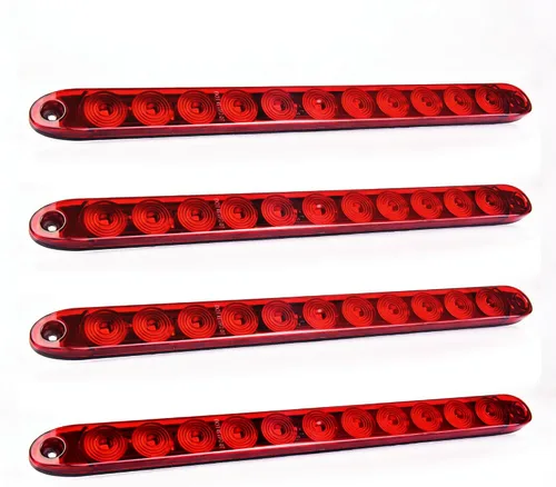 Vista 8 de MICTUNING 2 barras de luz LED rojas de 16 pulgadas, 11 luces LED para remolque, impermeables, selladas, luces direccionales, barra de freno, barra 2
