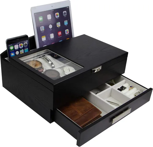 Vista 6 de Alta calidad Executive Man 's Valet de madera caja de almacenamiento