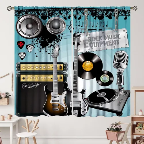 Vista 29 de Cortinas de jazz para mujer americana, estilo grunge, estilo grunge, con bolsillo para barra, para dormitorio, sala de estar, decoración