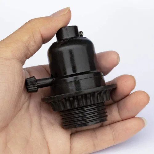 Vista 3 de Enchufe de luz negra – Perilla de 2 vías para encender y apagar, base E26 estándar atornillada resistente al calor, resistente al fuego, Edison