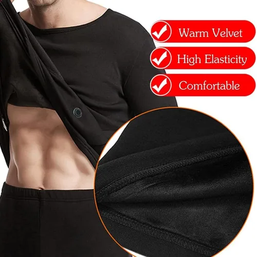 Vista 4 de Nalog Conjunto de ropa interior térmica de calefacción para hombre, ropa interior lavable con calefacción USB para invierno al aire libre