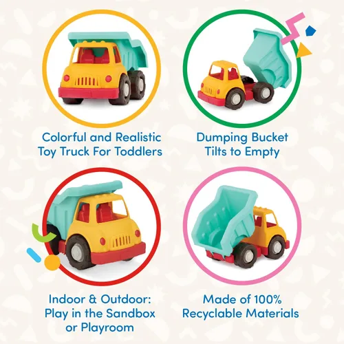 Vista 4 de Battat – Wonder Wheels – Camión Volquete para Niños Pequeños – Partes Movibles – Juguete de Construcción Duradero y Robusto – Reciclable Toddler