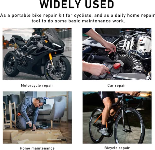 Vista 6 de Kit de herramientas para reparación de bicicleta Wevdn, herramienta multifunción de 16 en 1 con llave hexagonal y destornillador, herramienta