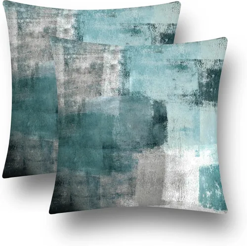 Vista 10 de Almohadas de terciopelo decorativas abstractas de color azul y gris, fundas de almohada de 16 x 16 pulgadas Juego de 2, azul marino, gris, fundas