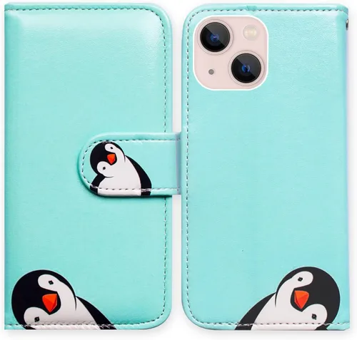 Vista 22 de Bcov Funda para iPhone 14 Plus, diseño de pájaro negro y verde con tapa para teléfono, con ranura para tarjetas, soporte para iPhone 14 Plus