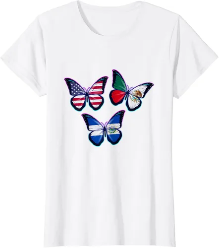 Vista 22 de Multiculti Heritage. Camiseta El Salvador México y Estados Unidos