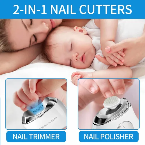 Vista 4 de Cortaúñas eléctrico con 3 niveles de velocidad, cortaúñas automático con almacenamiento de clips de uñas y pantalla digital LCD, recargable por USB