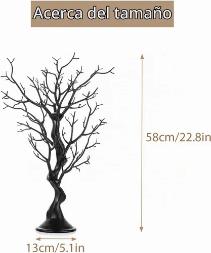 Vista 4 de Sziqiqi Árbol artificial negro para centro de mesa, pequeños árboles falsos de 1.9 pies, árbol sintético para fiesta, cumpleaños, jardín, hogar