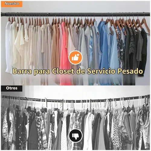 Vista 2 de Barras de armario para colgar ropa, barra de armario resistente de 17 a 27 pulgadas, barra ajustable para colgar ropa, barra de cortina de ducha