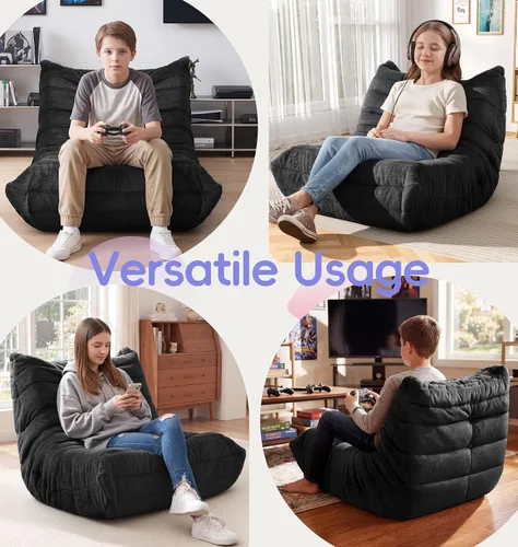 Vista 5 de Hobestluk Puf con espuma viscoelástica, tela de piel sintética ultrasuave, diseño ergonómico, puf pequeño, para sala de estar, dormitorio, sala