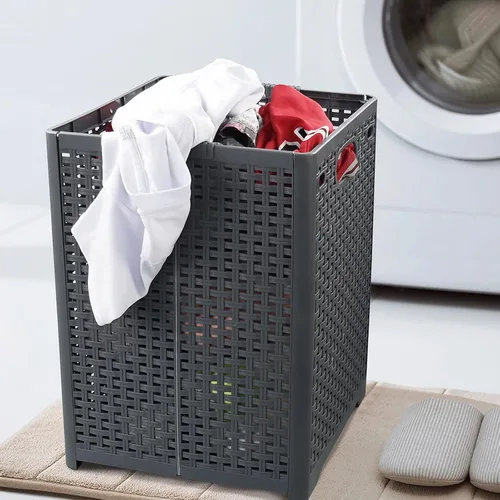 Vista 4 de Kekow 1 paquete de 42 L cesta plegable de plástico, color gris Cesta plegable para ropa sucia