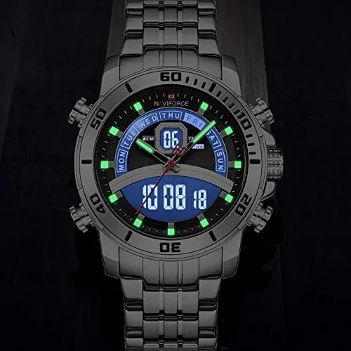 Vista 4 de Moda marca de lujo acero inoxidable reloj cuarzo relojes cronógrafo impermeable Relogio Masculino