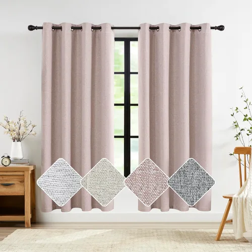 Vista 11 de Jubilantex Cortinas opacas 100% con revestimiento de lino, paneles de cortina texturizados de lino gris, 84 pulgadas de largo para dormitorio, sala