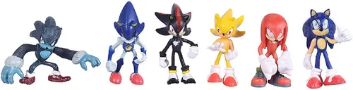 Vista 2 de Classic Sonic - Juego de figuras de 15 piezas, amigos, palmeras, gemas de Sonic