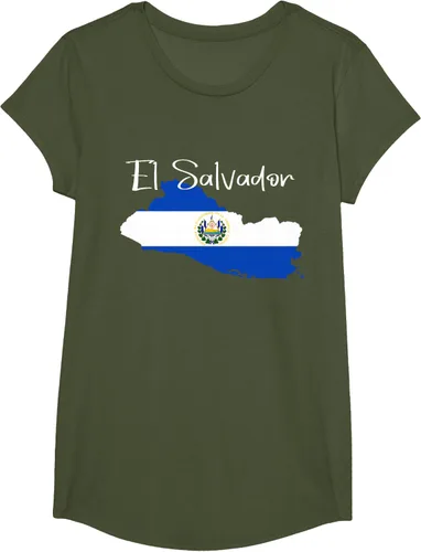 Vista 74 de Camiseta con la bandera de El Salvador, mapa de El Salvador, camiseta de Salvador para mujer